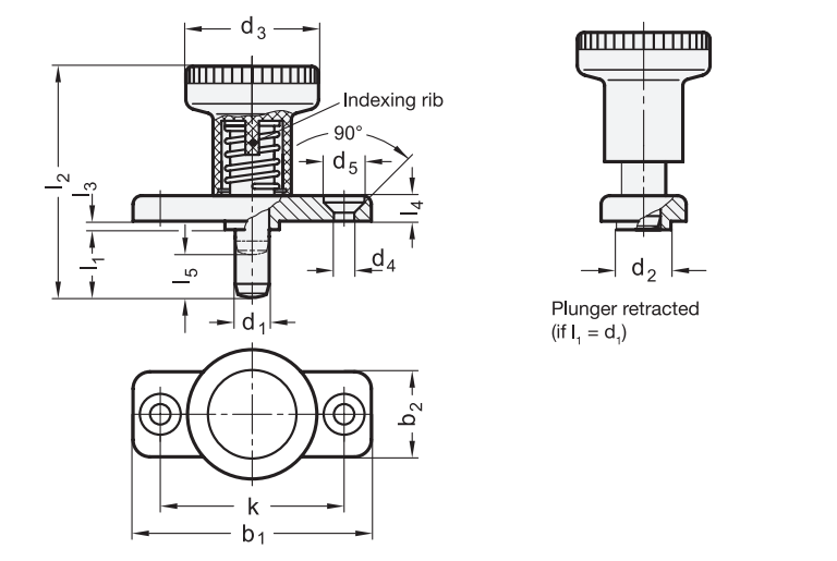 Piston Topuzu Çekme Halkası GN608 Dinlenme Konumlu İndeksleme Pistonu 